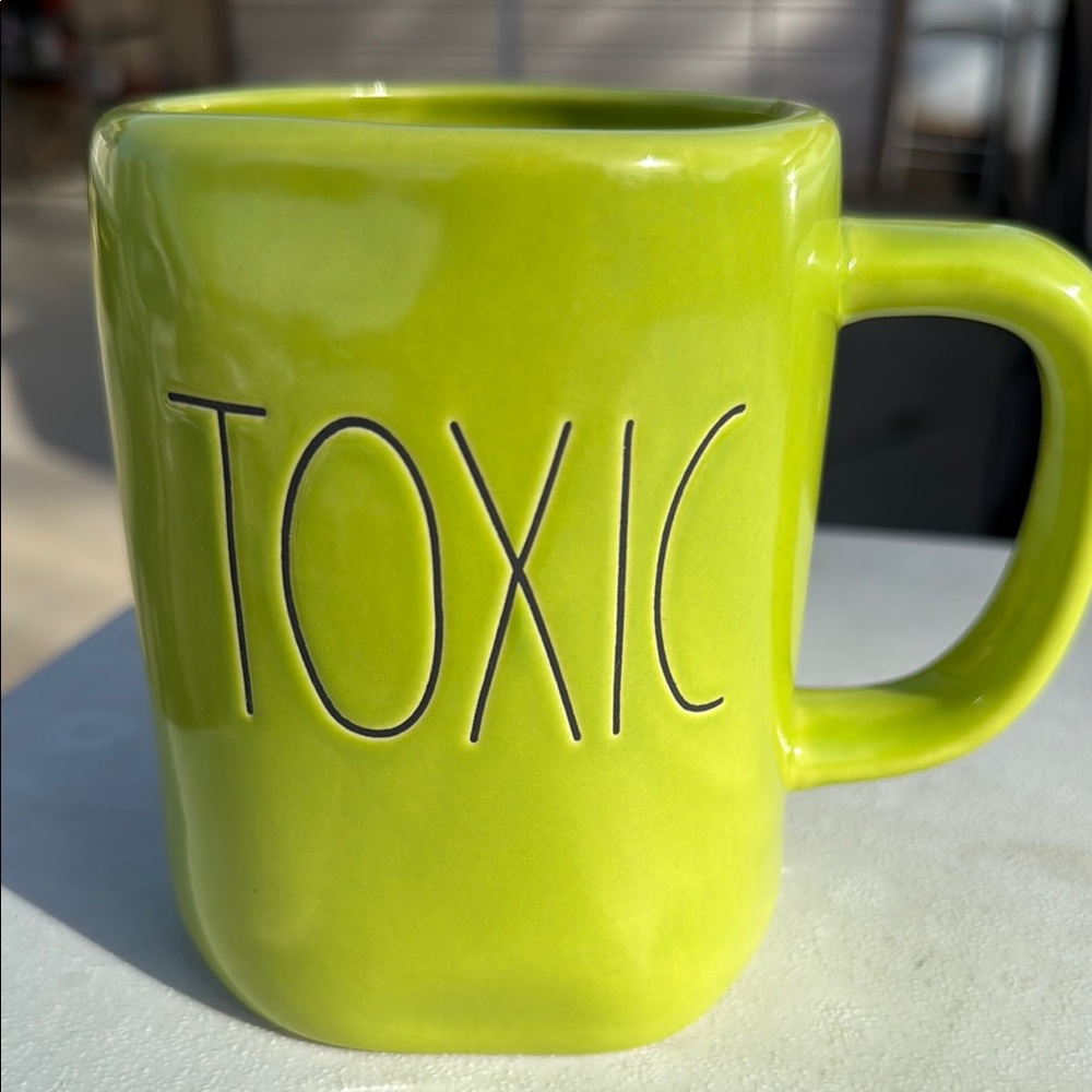 Lime Green Ceramic Mug with Bold Embossed Design
